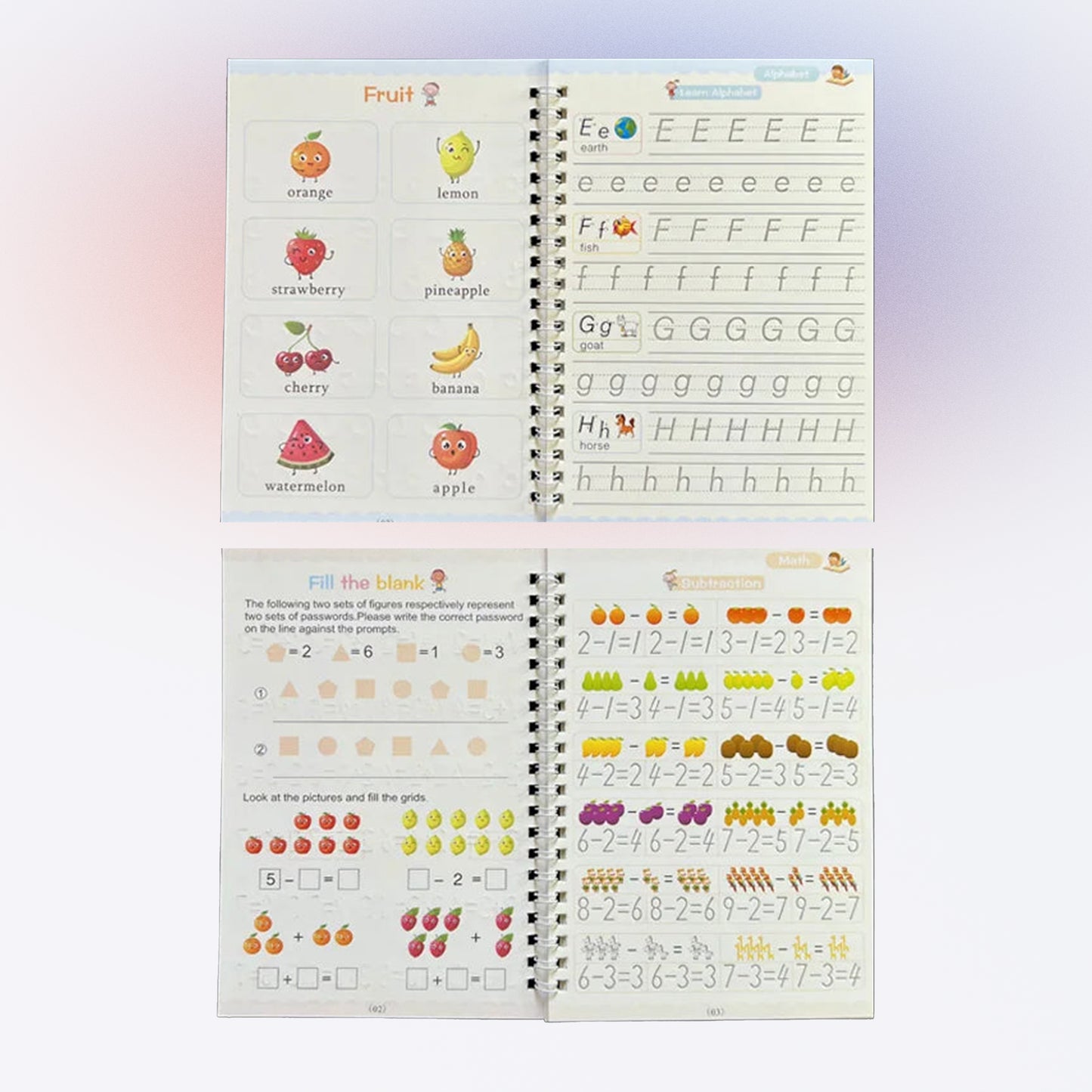 4Pcs Sank Magic Practice Copybook Pen Preschools Kids Calligraphy English Verison Free Wiping Children Reusable Writing Book