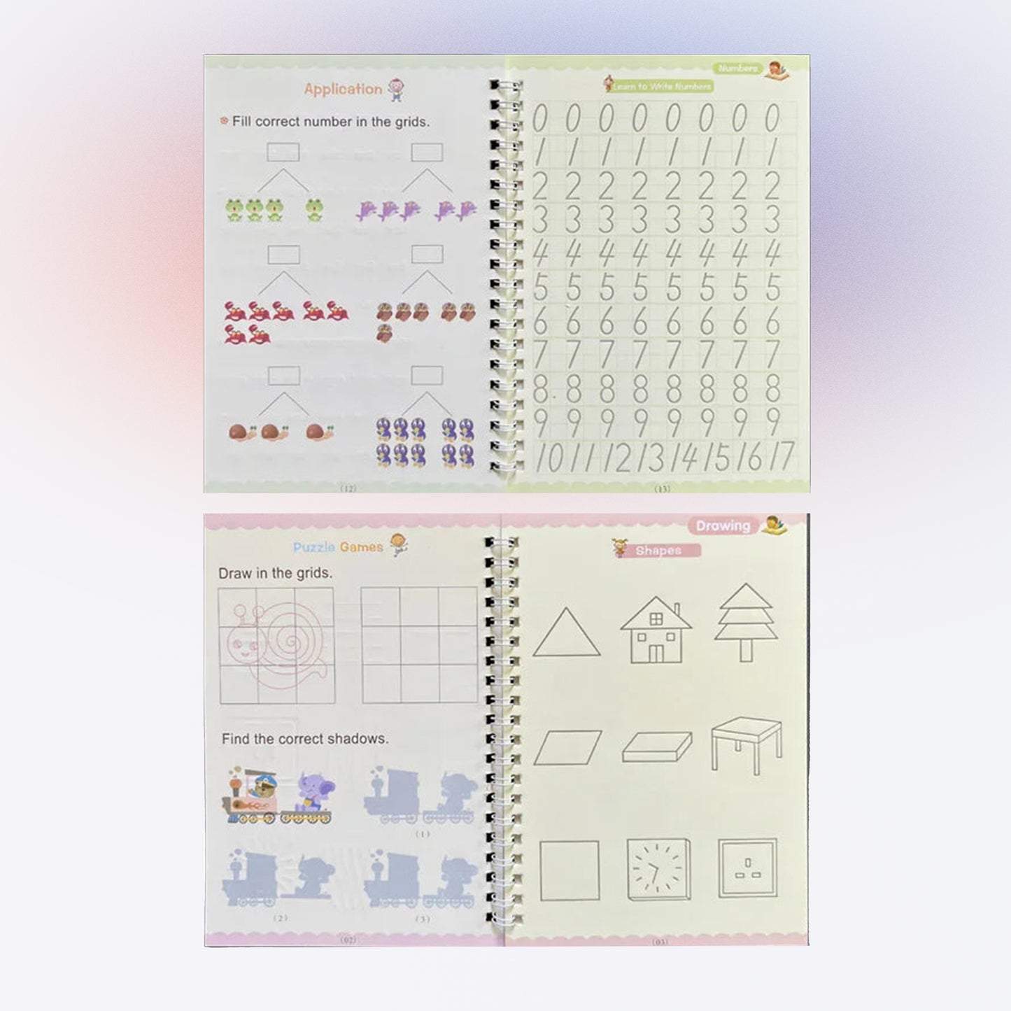 4Pcs Sank Magic Practice Copybook Pen Preschools Kids Calligraphy English Verison Free Wiping Children Reusable Writing Book