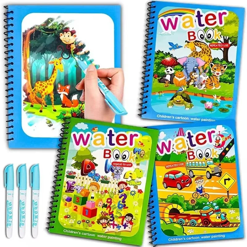 Drawing Coloring Books for Kids Magic Water Book with Pen 2 to 4 Years Old Children Learning Education Toy Baby Montessori Toys