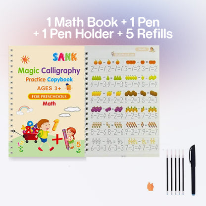 4Pcs Sank Magic Practice Copybook Pen Preschools Kids Calligraphy English Verison Free Wiping Children Reusable Writing Book