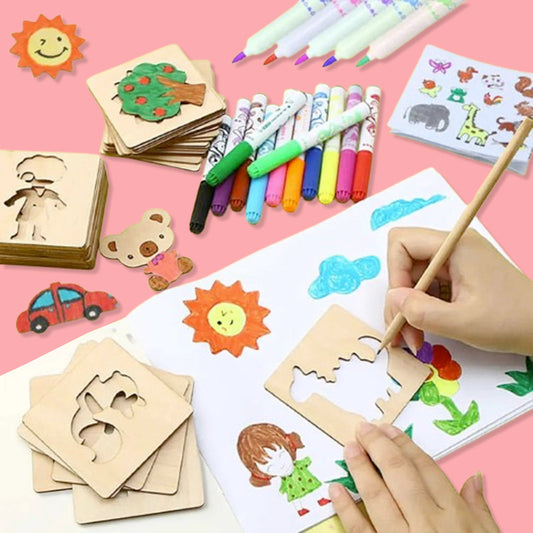 20Pcs Montessori Wooden Drawing Stencils