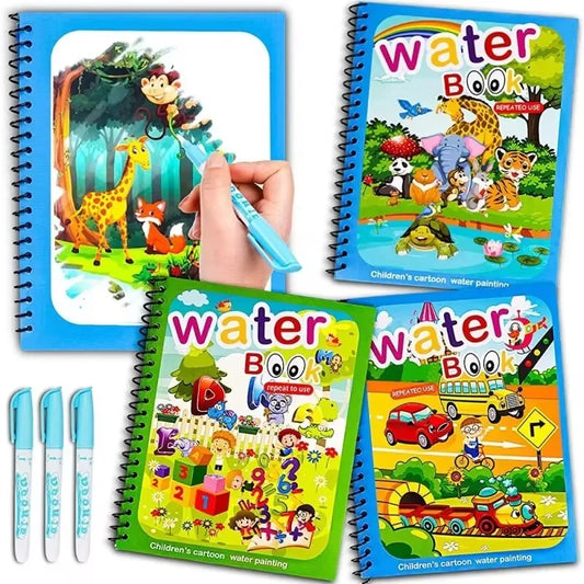Drawing Coloring Books for Kids Magic Water Book with Pen 2 to 4 Years Old Children Learning Education Toy Baby Montessori Toys